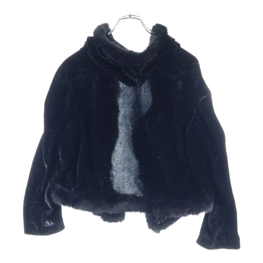 COMME des GARCONS(コムデギャルソン) 99AW ラメベロア ファー付き 長袖 ポンチョジャケット ブラック レディース GJ-040600 AD1999