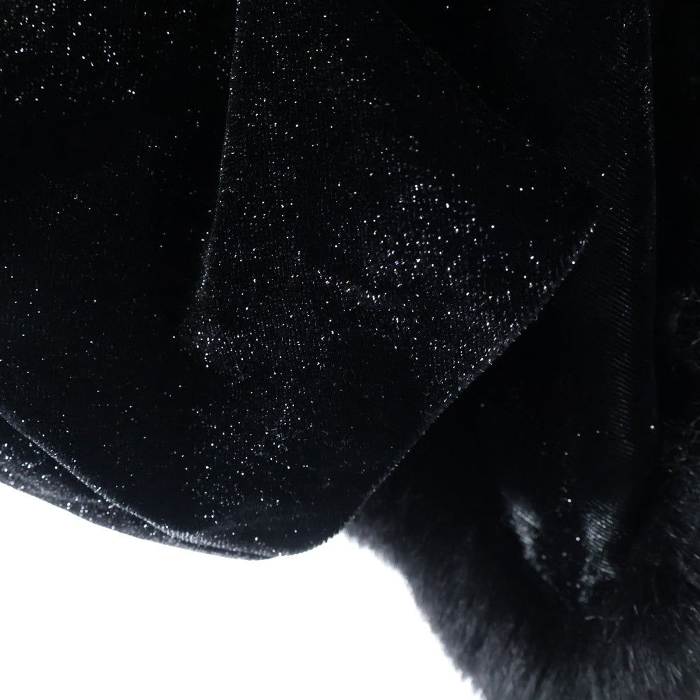 COMME des GARCONS(コムデギャルソン) 99AW ラメベロア ファー付き 長袖 ポンチョジャケット ブラック レディース GJ-040600 AD1999