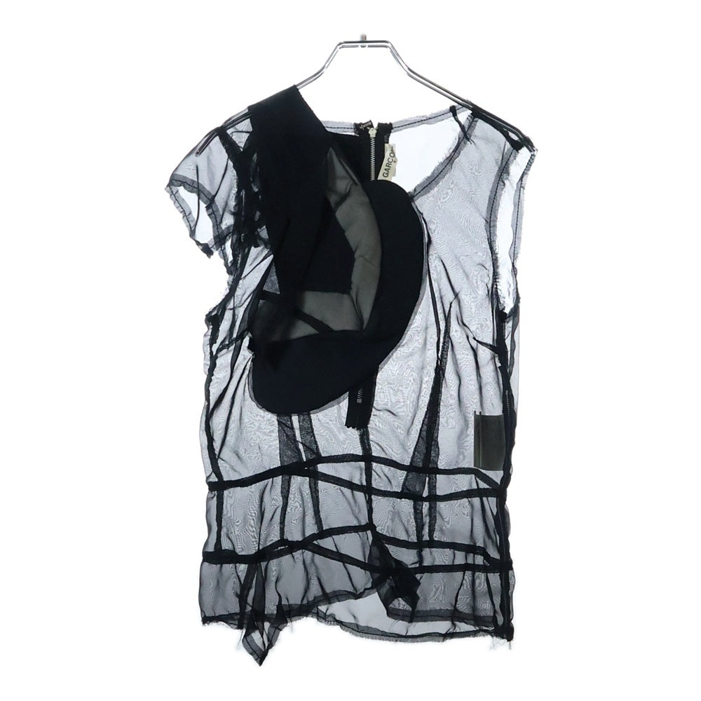 COMME des GARCONS(コムデギャルソン) 10SS ランダムコラージュ期 変形 シースルー サイドジップ 半袖Tシャツ ブラック レディース GE-B002 AD2009