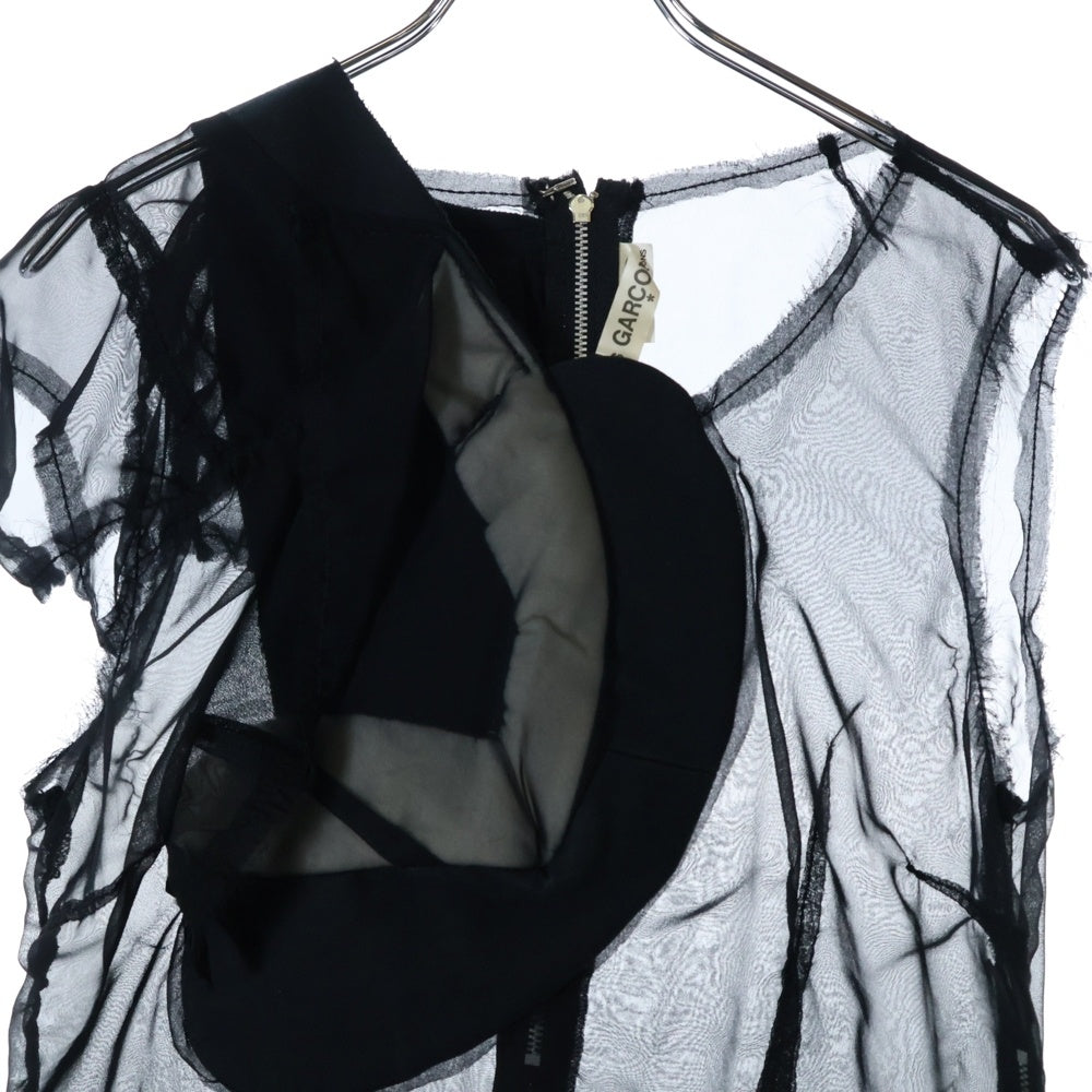 COMME des GARCONS(コムデギャルソン) 10SS ランダムコラージュ期 変形 シースルー サイドジップ 半袖Tシャツ ブラック レディース GE-B002 AD2009