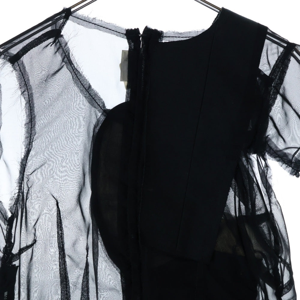 COMME des GARCONS(コムデギャルソン) 10SS ランダムコラージュ期 変形 シースルー サイドジップ 半袖Tシャツ ブラック レディース GE-B002 AD2009