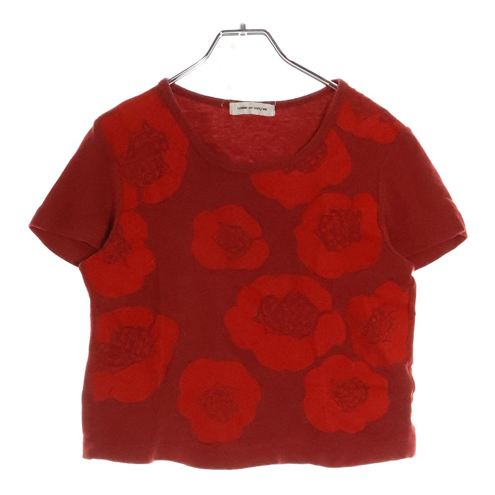 COMME des GARCONS(コムデギャルソン) 96AW フラワープリント コットン クルーネック半袖Tシャツ レッド レディース GT-040040 AD1996