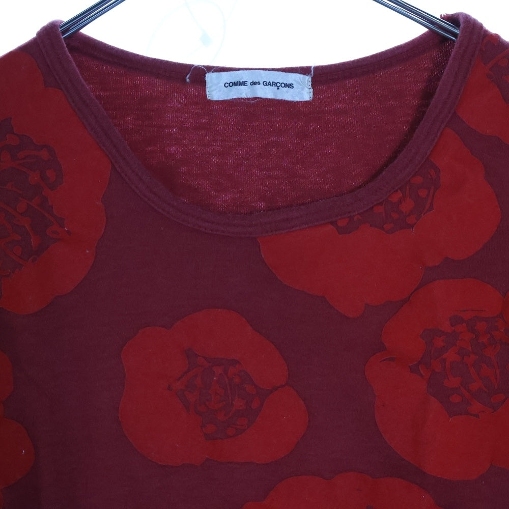 COMME des GARCONS(コムデギャルソン) 96AW フラワープリント コットン クルーネック半袖Tシャツ レッド レディース GT-040040 AD1996