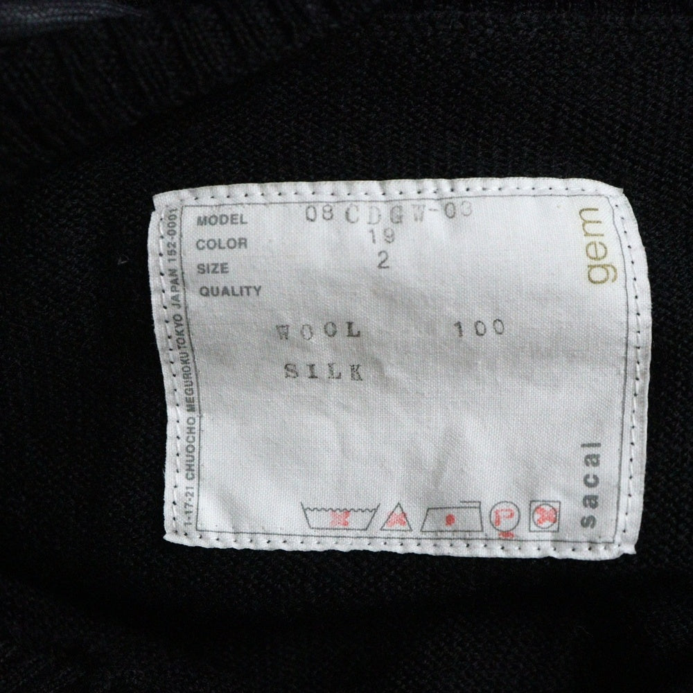 Sacai gem(サカイ ジェム) ドローコード ニットカーディガン レディース ブラック 08CDGW-03