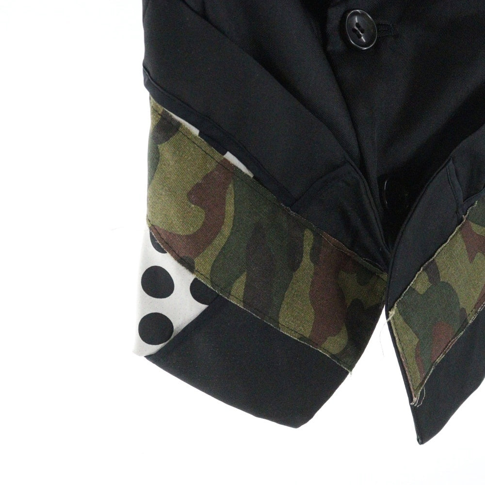 COMME des GARCONS(コムデギャルソン) 01SS カモフラ ドット 切り替え ノッチドラペル 2B シングルテーラードジャケット ブラック GJ-10043S AD2000 レディース