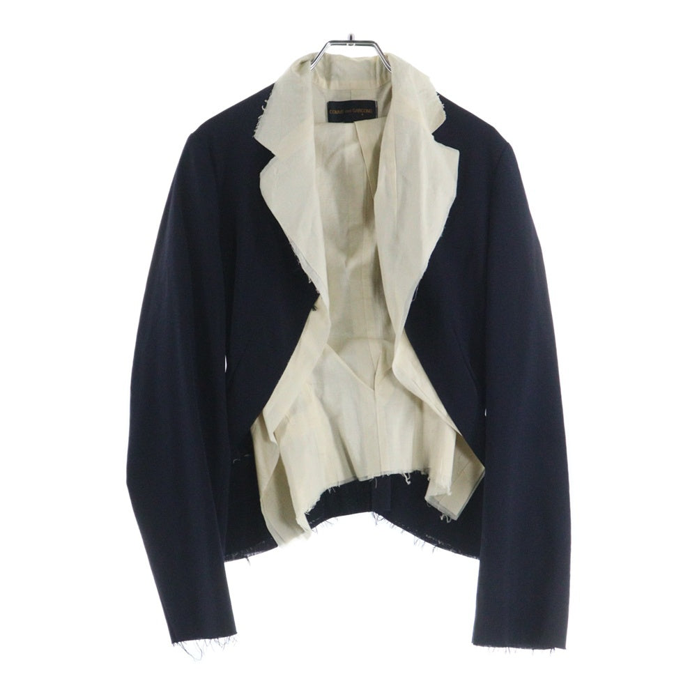 COMME des GARCONS(コムデギャルソン) 98SS カットオフ ドッキング ボタンレス ジャケット ネイビー/アイボリー JG-10019S AD1997 レディース
