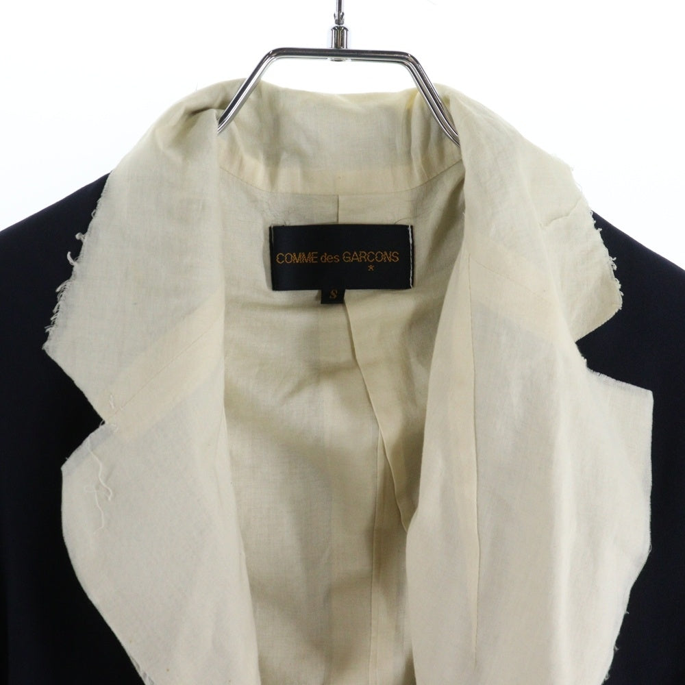 COMME des GARCONS(コムデギャルソン) 98SS カットオフ ドッキング ボタンレス ジャケット ネイビー/アイボリー JG-10019S AD1997 レディース