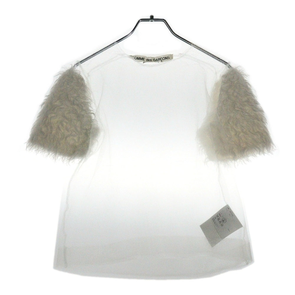 COMME des GARCONS(コムデギャルソン) 16SS フェイクファー付き ネット 半袖Tシャツ クリア レディース GQ-N003 AD2015