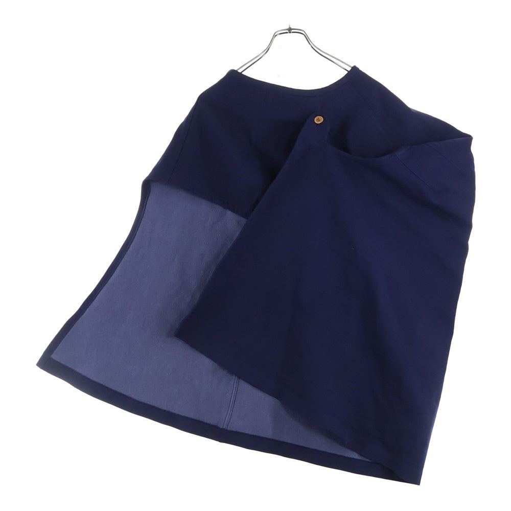 robe de chambre COMME des GARCONS(ローブドシャンブル コムデギャルソン) マルチボタン アシンメトリー 変形ワンピース ドレス ネイビー RU-S011 AD2004 レディース