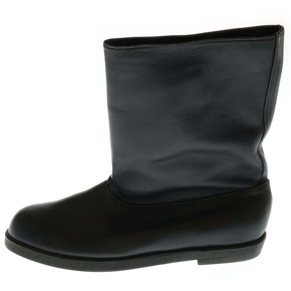 Yohji Yamamoto POUR HOMME(ヨウジヤマモト プールオム) レザー フラットブーツ ブラック