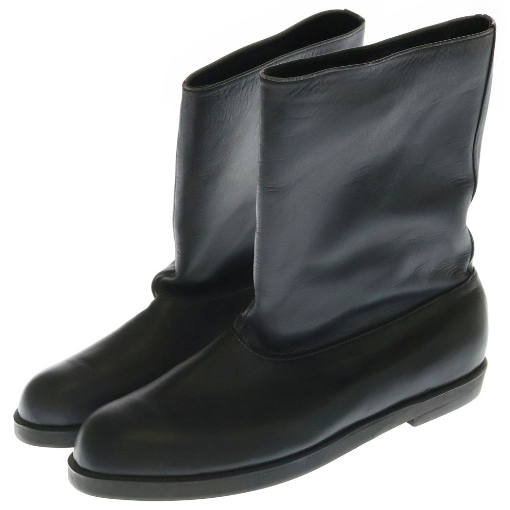 Yohji Yamamoto POUR HOMME(ヨウジヤマモト プールオム) レザー フラットブーツ ブラック
