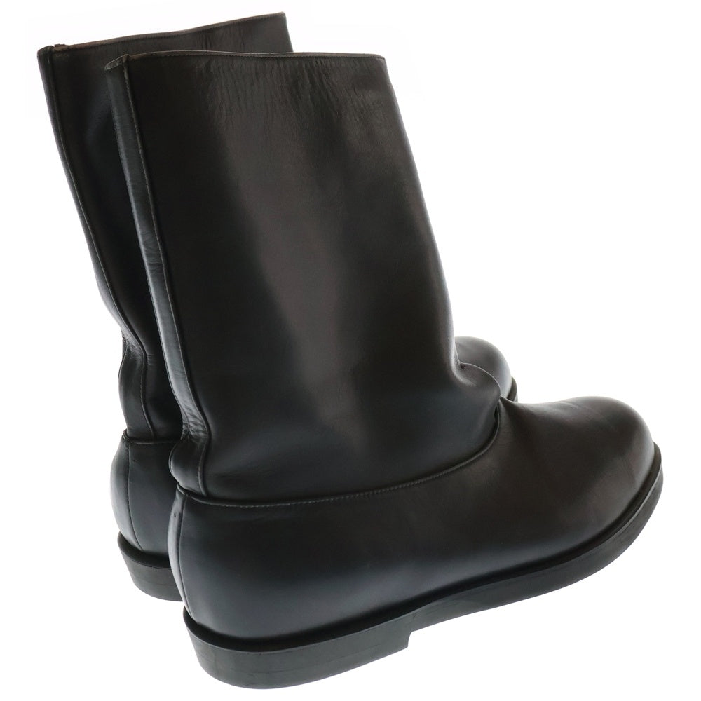 Yohji Yamamoto POUR HOMME(ヨウジヤマモト プールオム) レザー フラットブーツ ブラック