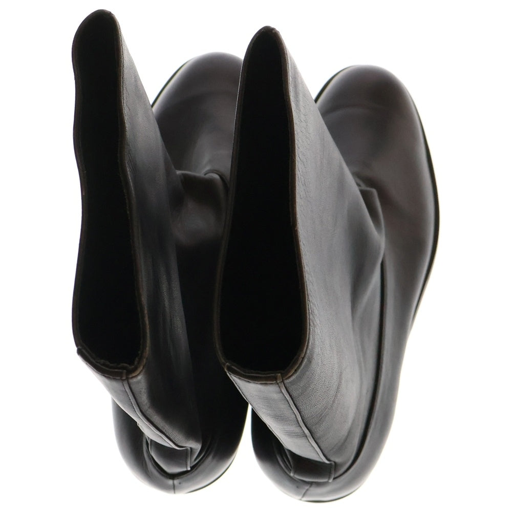 Yohji Yamamoto POUR HOMME(ヨウジヤマモト プールオム) レザー フラットブーツ ブラック