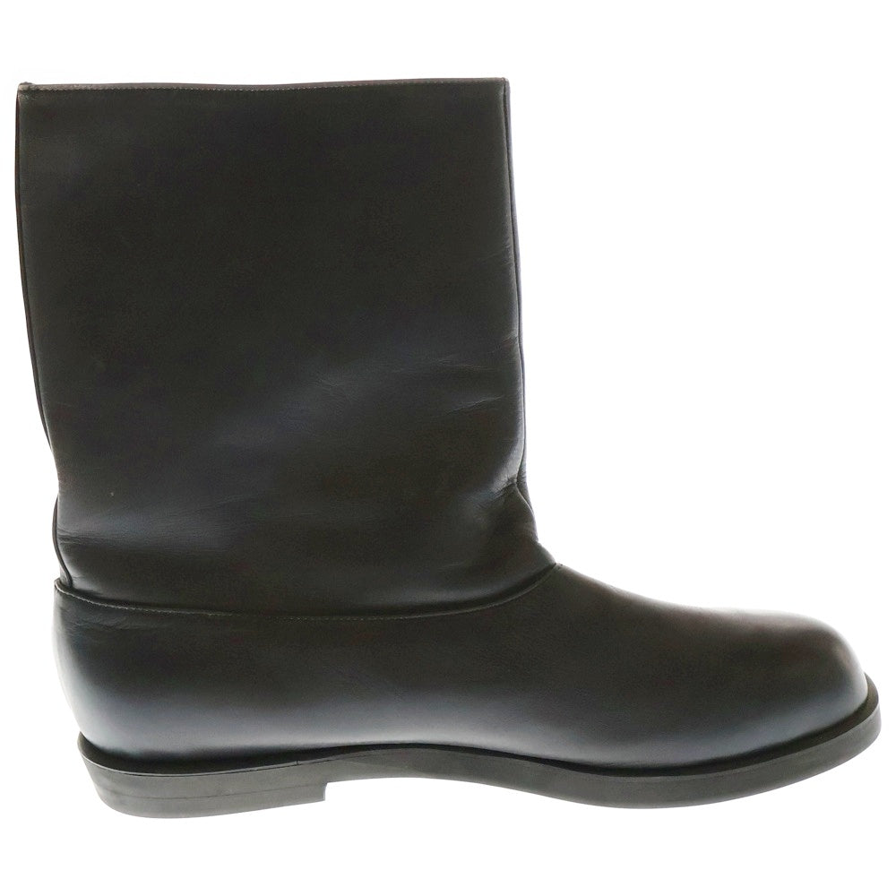 Yohji Yamamoto POUR HOMME(ヨウジヤマモト プールオム) レザー フラットブーツ ブラック