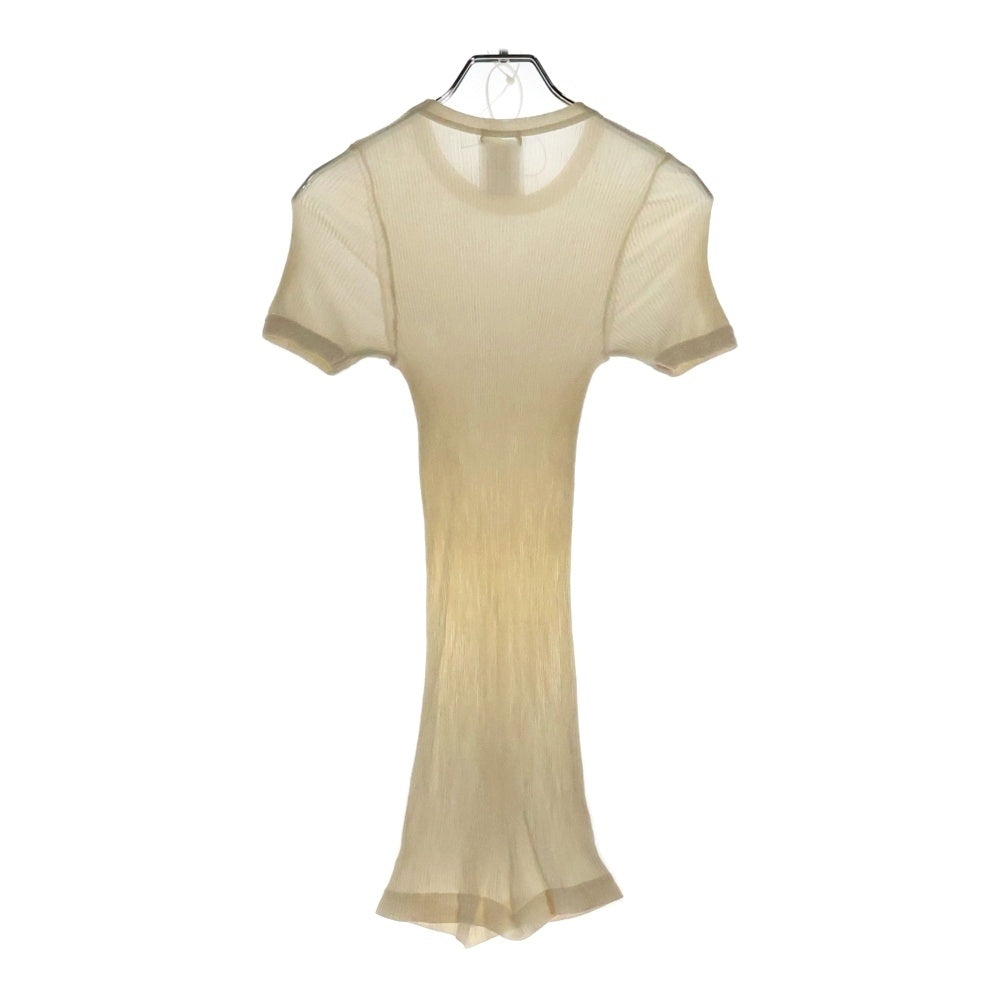 COMME des GARCONS(コムデギャルソン) 95SS スリムフィット プリーツ加工 シルク 半袖Tシャツ アイボリー ET-100140 AD1994 レディース