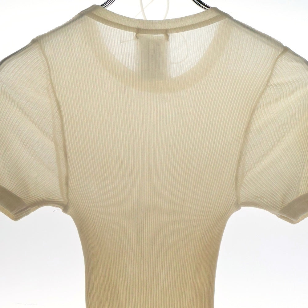COMME des GARCONS(コムデギャルソン) 95SS スリムフィット プリーツ加工 シルク 半袖Tシャツ アイボリー ET-100140 AD1994 レディース