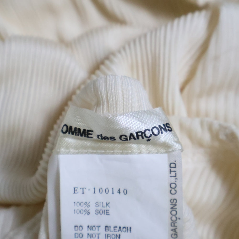 COMME des GARCONS(コムデギャルソン) 95SS スリムフィット プリーツ加工 シルク 半袖Tシャツ アイボリー ET-100140 AD1994 レディース