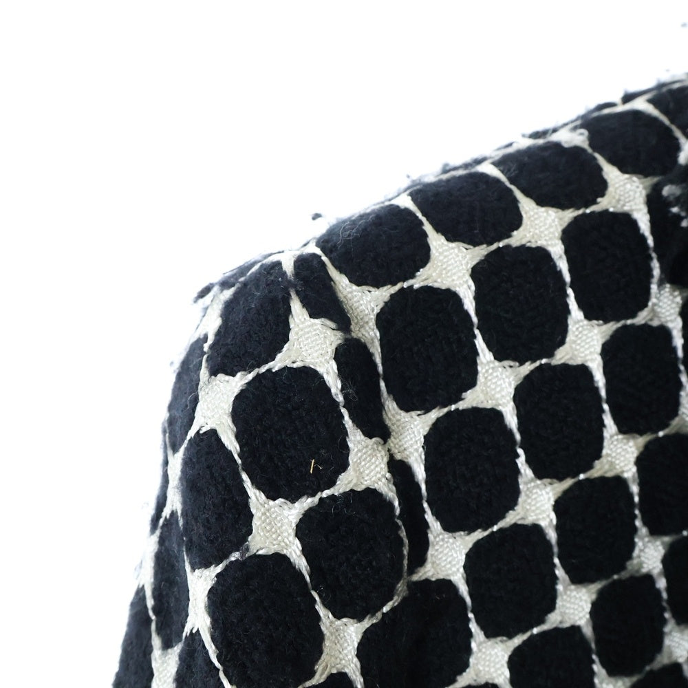 JUNYA WATANABE COMME des GARCONS(ジュンヤワタナベ コムデギャルソン) 01AW ドット柄 カットオフ 1B シングルテーラードジャケット ブラック/シルバー レディース JC-J004 AD2001