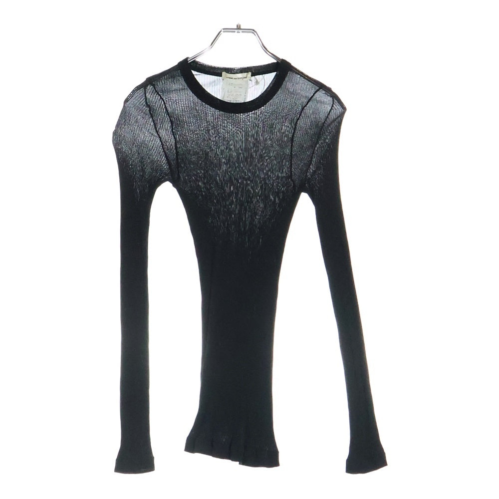 COMME des GARCONS(コムデギャルソン) 95SS スリムフィット プリーツ加工 ロングスリーブ 長袖Tシャツ ブラック GT-100120 AD1994 レディース