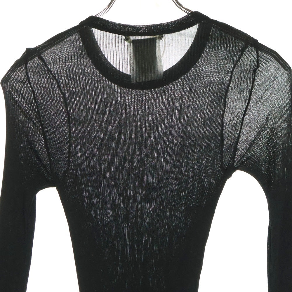 COMME des GARCONS(コムデギャルソン) 95SS スリムフィット プリーツ加工 ロングスリーブ 長袖Tシャツ ブラック GT-100120 AD1994 レディース