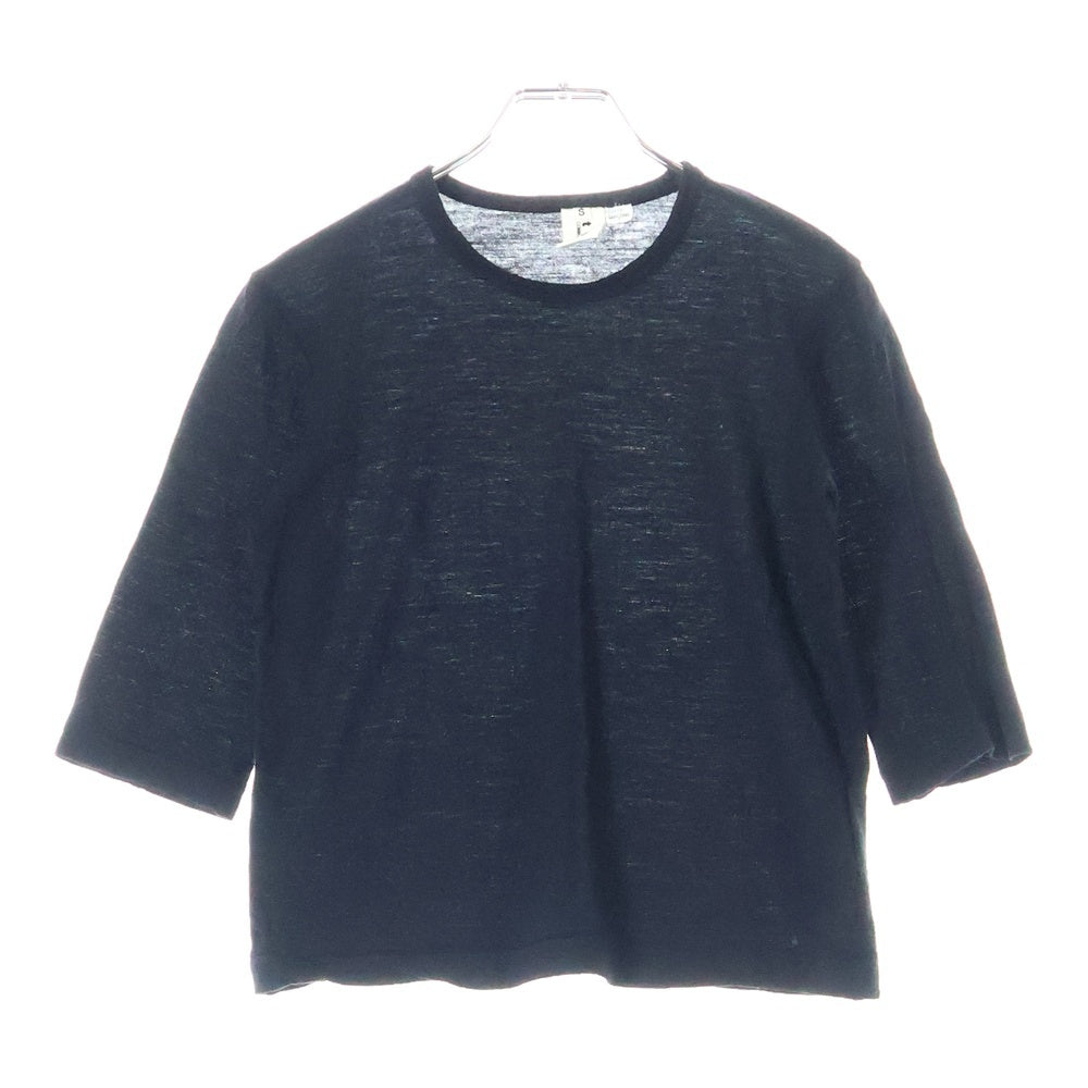 TAO COMME des GARCONS(タオコムデギャルソン) 06AW ウール 5分丈 クロップド 半袖Tシャツ カットソー ブラック 3R-T002 AD2006 レディース