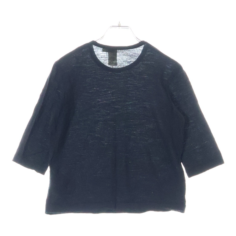 TAO COMME des GARCONS(タオコムデギャルソン) 06AW ウール 5分丈 クロップド 半袖Tシャツ カットソー ブラック 3R-T002 AD2006 レディース