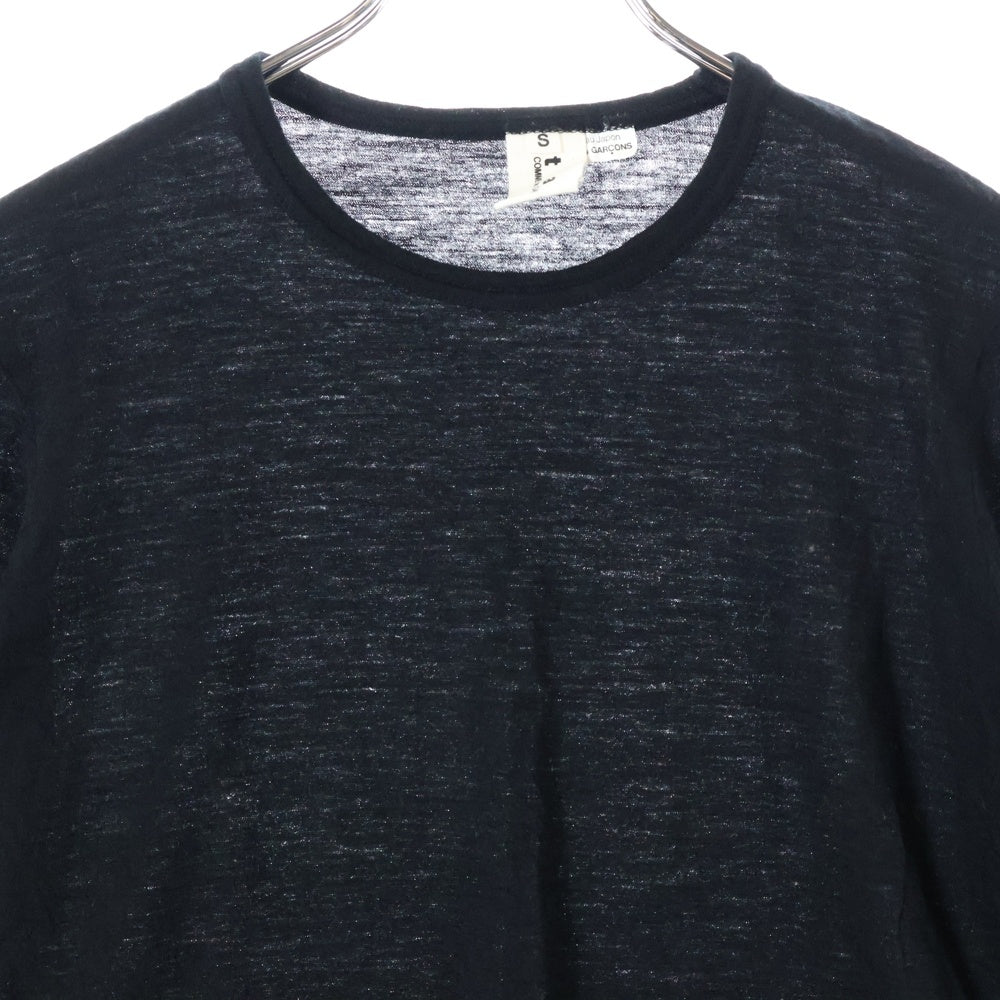 TAO COMME des GARCONS(タオコムデギャルソン) 06AW ウール 5分丈 クロップド 半袖Tシャツ カットソー ブラック 3R-T002 AD2006 レディース