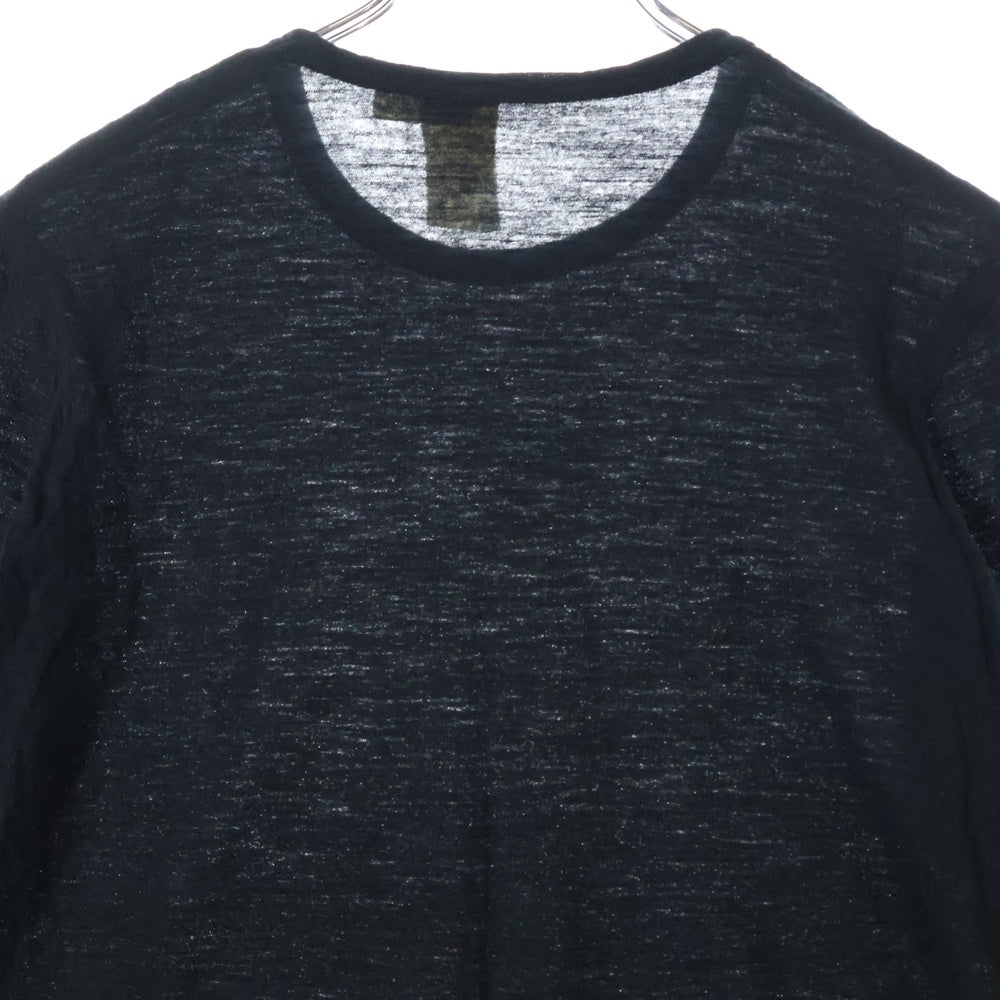 TAO COMME des GARCONS(タオコムデギャルソン) 06AW ウール 5分丈 クロップド 半袖Tシャツ カットソー ブラック 3R-T002 AD2006 レディース