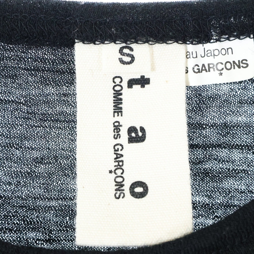 TAO COMME des GARCONS(タオコムデギャルソン) 06AW ウール 5分丈 クロップド 半袖Tシャツ カットソー ブラック 3R-T002 AD2006 レディース