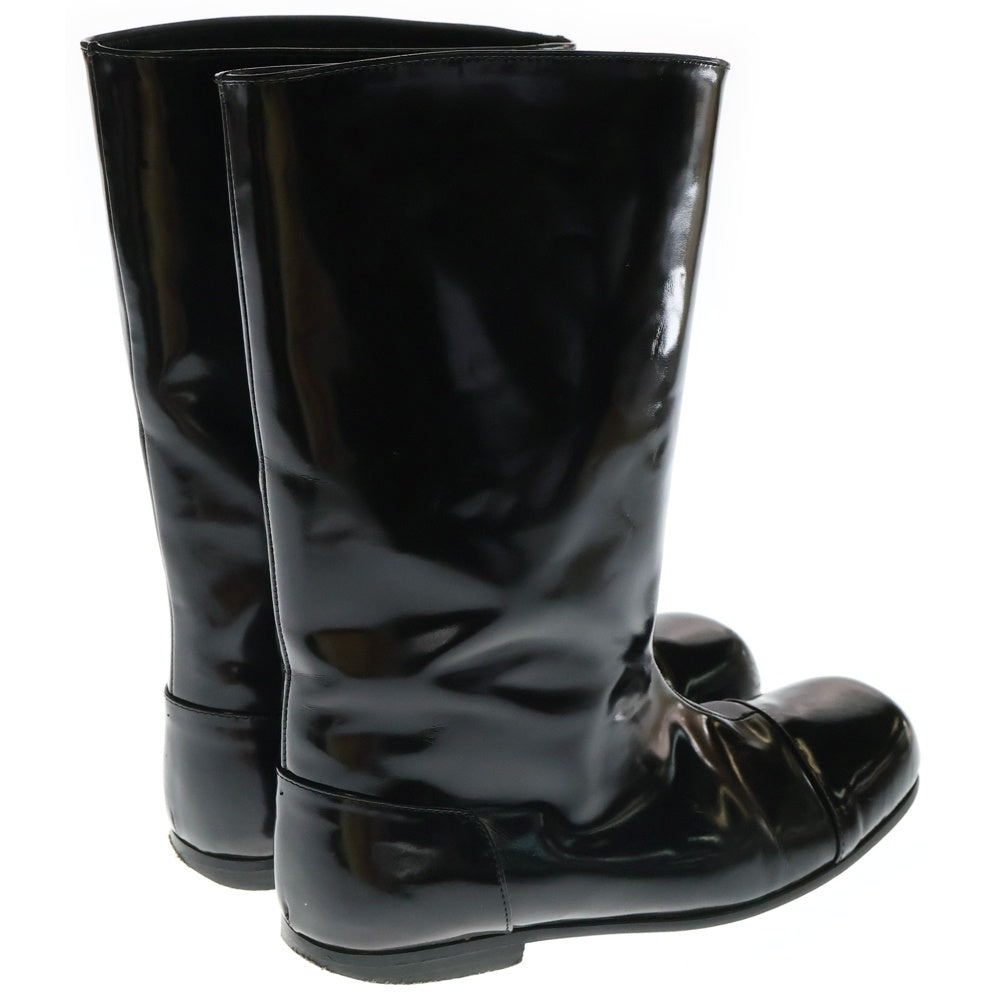 COMME des GARCONS(コムデギャルソン) エナメル レザーロングブーツ ブラック レディース