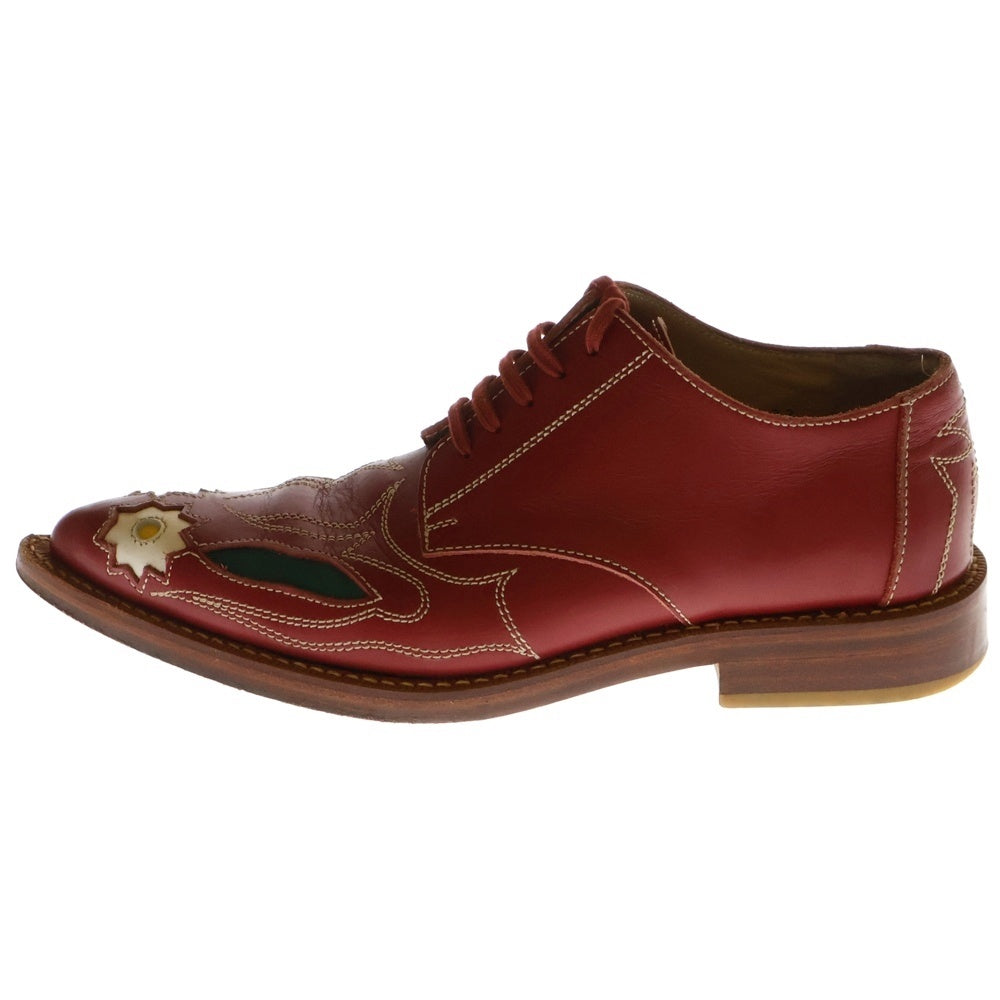 COMME des GARCONS COMME des GARCONS(コムデギャルソンコムデギャルソン) 99AW ポインテッドトゥ 刺繍デザイン レザー ドレスシューズ レッド レディース