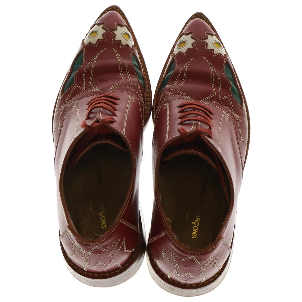COMME des GARCONS COMME des GARCONS(コムデギャルソンコムデギャルソン) 99AW ポインテッドトゥ 刺繍デザイン レザー ドレスシューズ レッド レディース