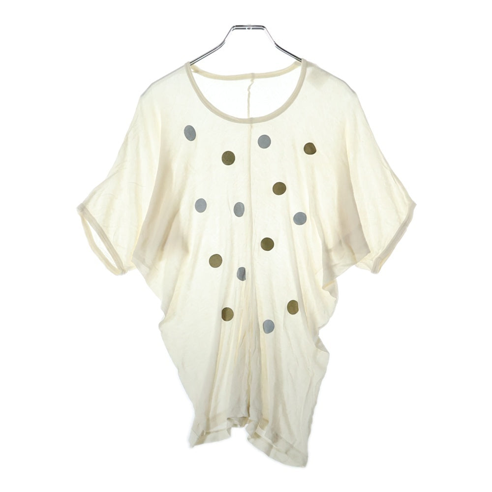 COMME des GARCONS(コムデギャルソン) 89SS ドット柄 変形 クルーネック半袖Tシャツ カットソー アイボリー GT-110400 AD1988 レディース