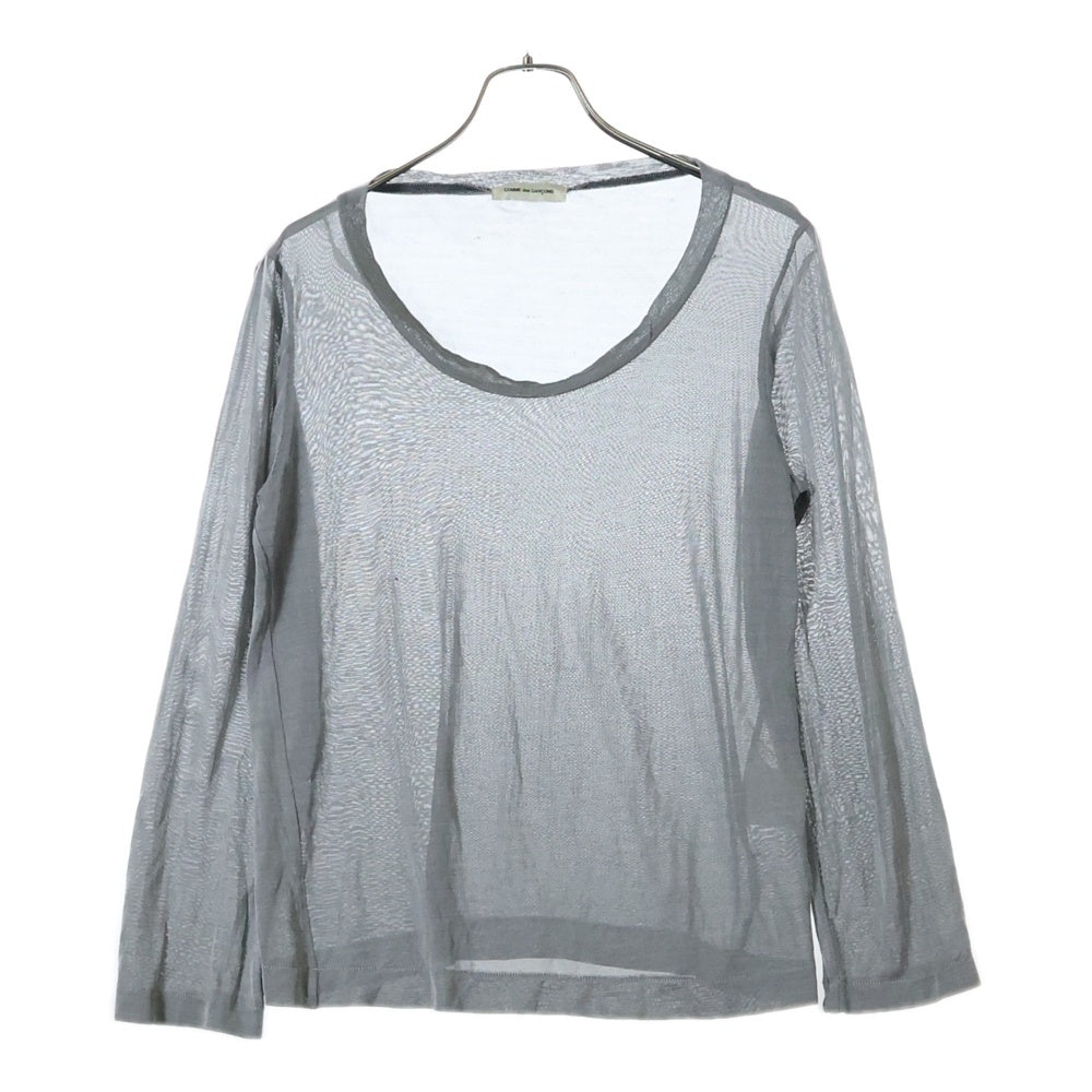 COMME des GARCONS(コムデギャルソン) 91AW シースルー クルーネック 長袖カットソー Tシャツ グレー レディース GT-050220 AD1991