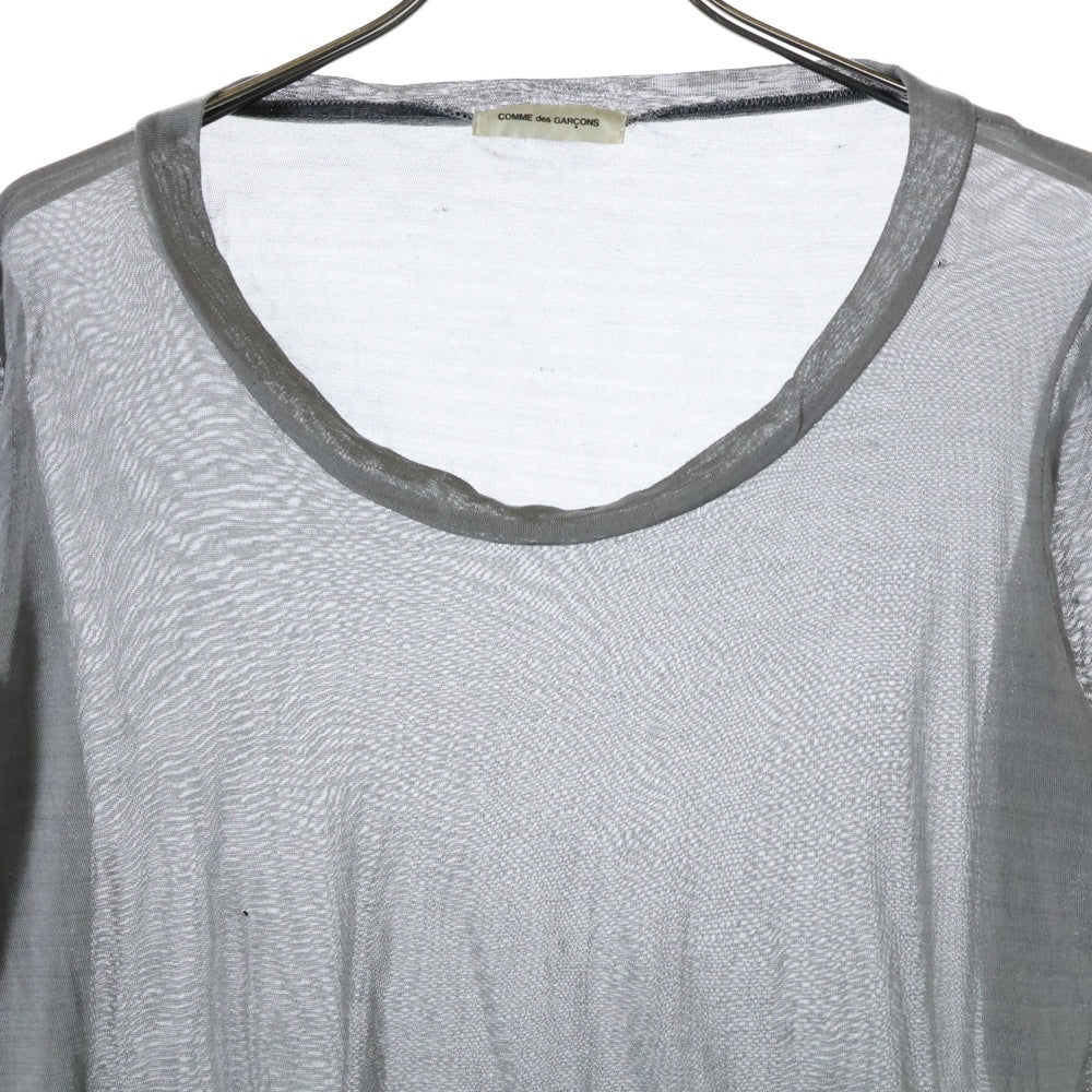 COMME des GARCONS(コムデギャルソン) 91AW シースルー クルーネック 長袖カットソー Tシャツ グレー レディース GT-050220 AD1991