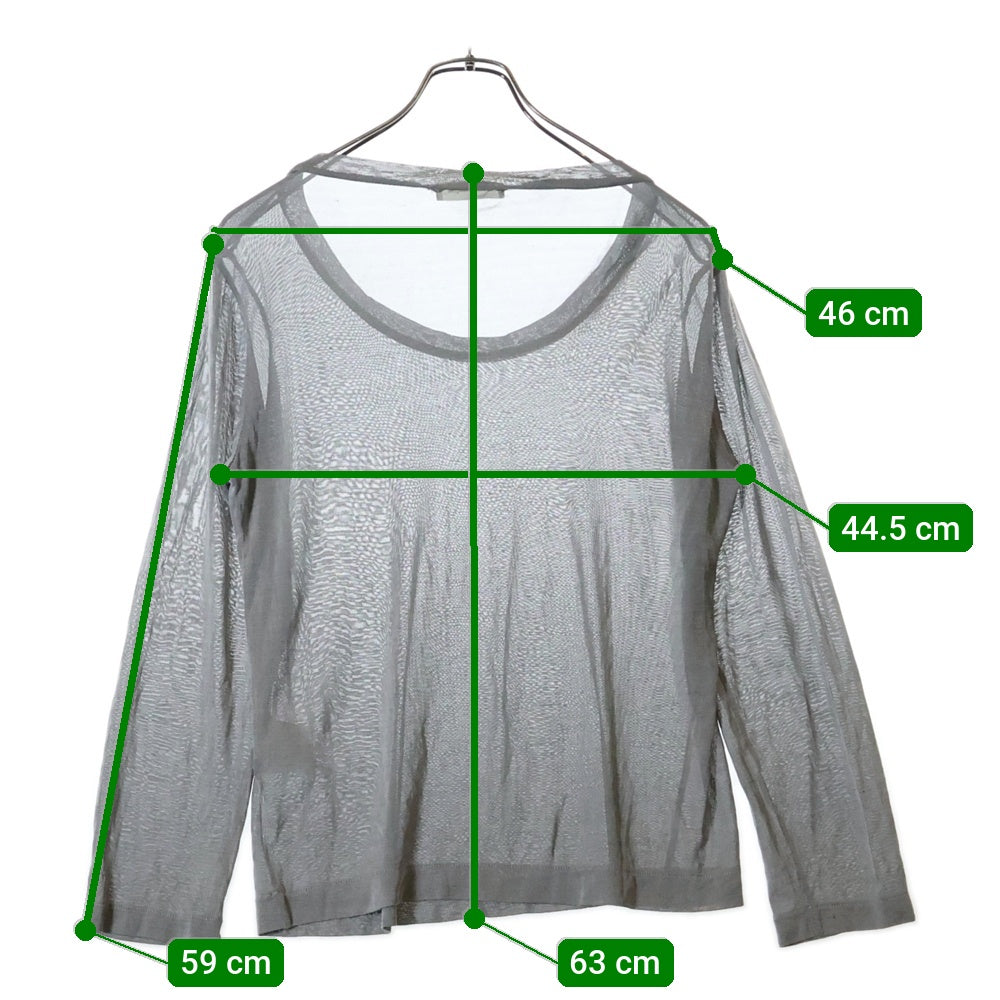 COMME des GARCONS(コムデギャルソン) 91AW シースルー クルーネック 長袖カットソー Tシャツ グレー レディース GT-050220 AD1991