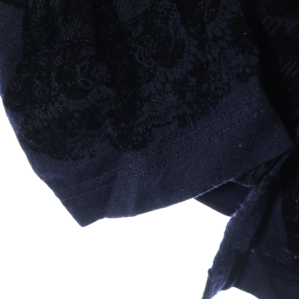 COMME des GARCONS COMME des GARCONS(コムデギャルソンコムデギャルソン) 06AW フロントエンボスデザイン ラウンドカラー ウール 長袖シャツ ブラウス ネイビー/ブラック RR-T002 AD2006 レディース