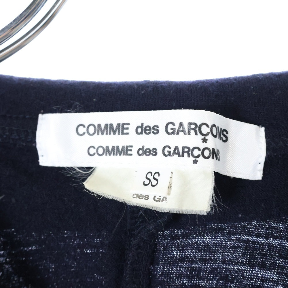 COMME des GARCONS COMME des GARCONS(コムデギャルソンコムデギャルソン) 06AW フロントエンボスデザイン ラウンドカラー ウール 長袖シャツ ブラウス ネイビー/ブラック RR-T002 AD2006 レディース