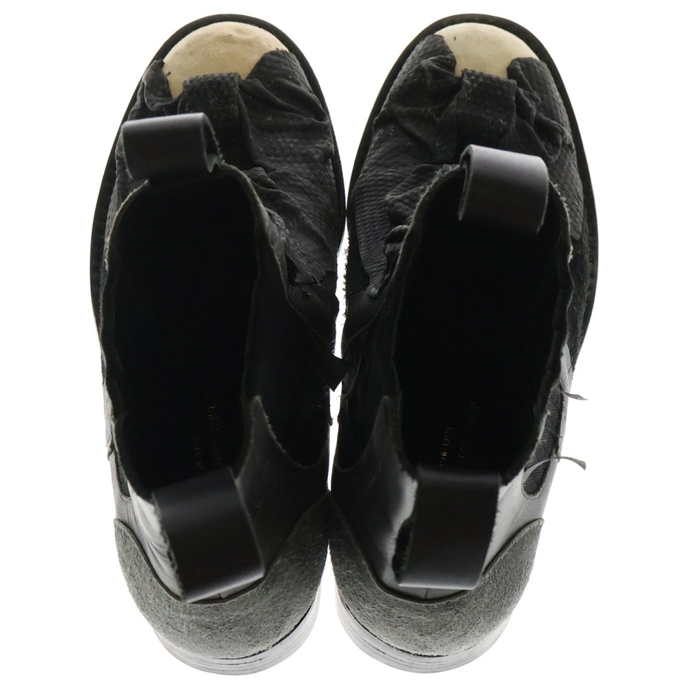 COMME des GARCONS(コムデギャルソン) フロントリボン スエード切替 サイドゴアブーツ ブラック レディース