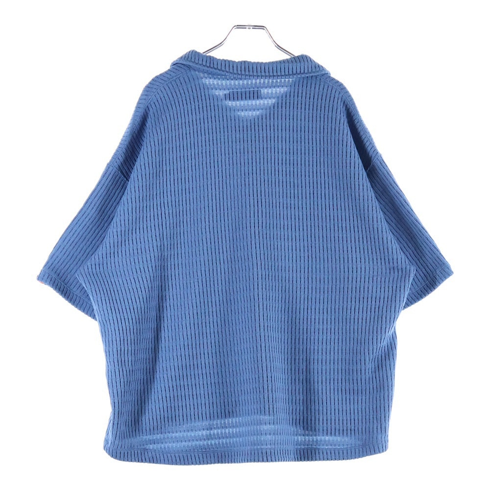 TIGHTBOOTH(タイトブース) 23SS MYSTERY GAUGE OPEN POLO ミステリーゲージ オープンポロ Vネック 半袖ニットシャツ ブルー SS23-S05