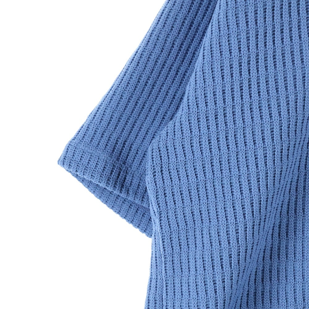 TIGHTBOOTH(タイトブース) 23SS MYSTERY GAUGE OPEN POLO ミステリーゲージ オープンポロ Vネック 半袖ニットシャツ ブルー SS23-S05