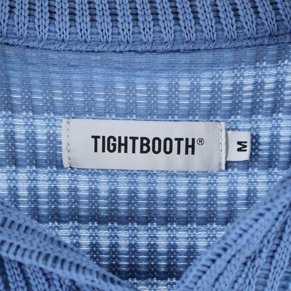 TIGHTBOOTH(タイトブース) 23SS MYSTERY GAUGE OPEN POLO ミステリーゲージ オープンポロ Vネック 半袖ニットシャツ ブルー SS23-S05