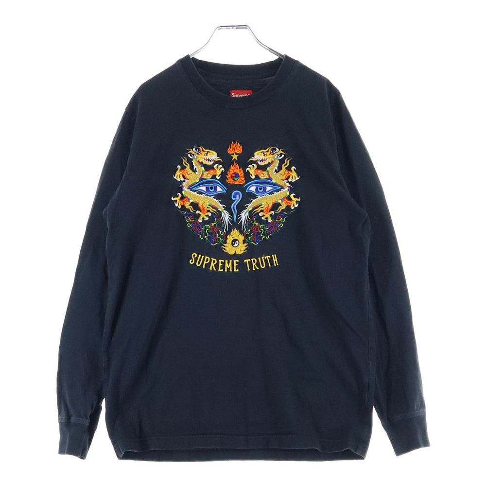SUPREME(シュプリーム) 17SS Truth L/S TEE トゥルース エンブロイダリー ロングスリーブ クルーネック長袖Tシャツ カットソー ブラック