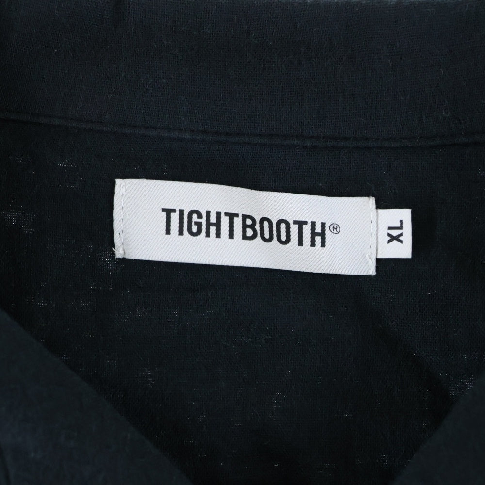 TIGHTBOOTH(タイトブース) フロントエンブロイダリー 半袖 キューバシャツ ブラック