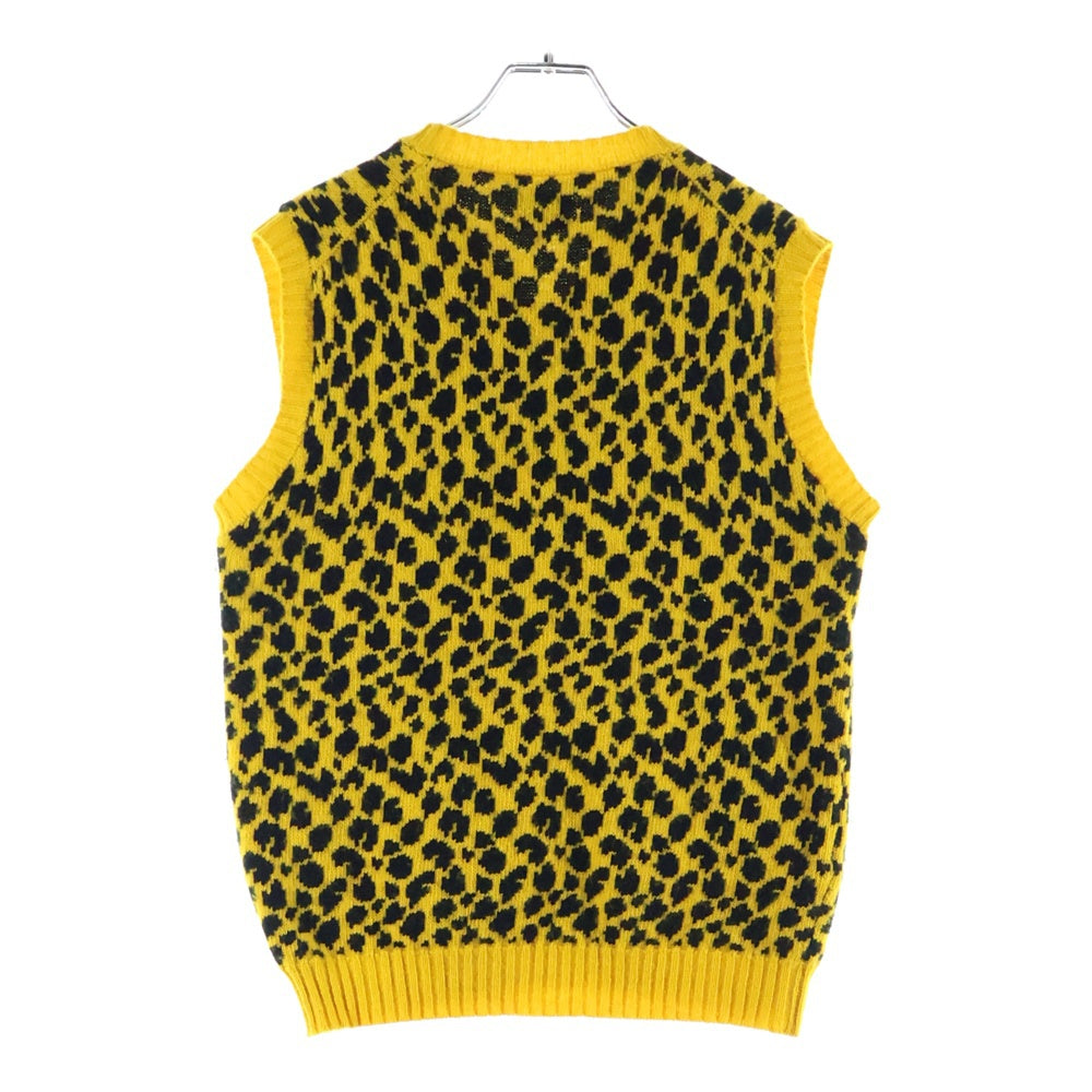 NOAH(ノア) CHEETAH LAMBSWOOL SWEATER VEST チーターラムズウール レオパード セーターベスト イエロー 20-080-122-0000-3-0