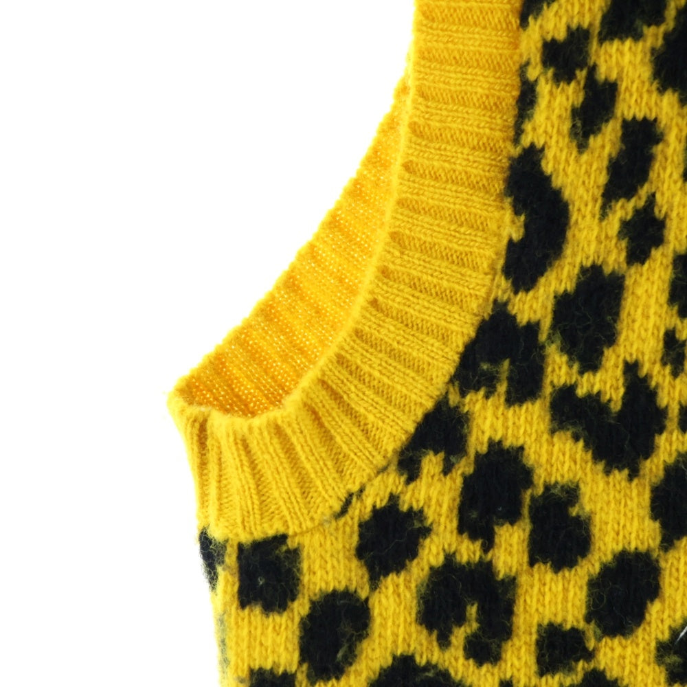 NOAH(ノア) CHEETAH LAMBSWOOL SWEATER VEST チーターラムズウール レオパード セーターベスト イエロー 20-080-122-0000-3-0