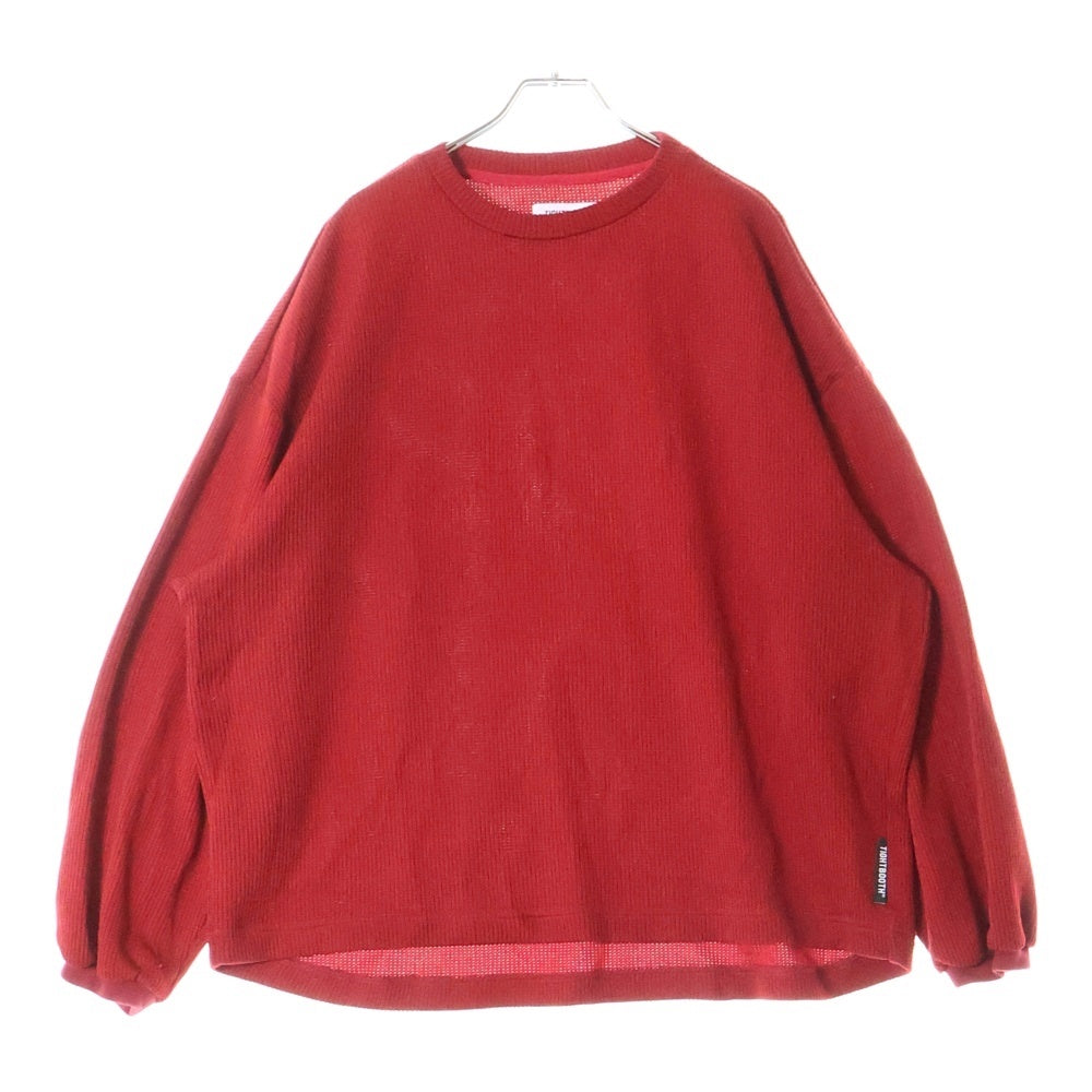 TIGHTBOOTH(タイトブース) 22AW WAFFLE CREW KNIT リブ編み ワッフル ロングスリーブ クルーネック長袖ニット レッド