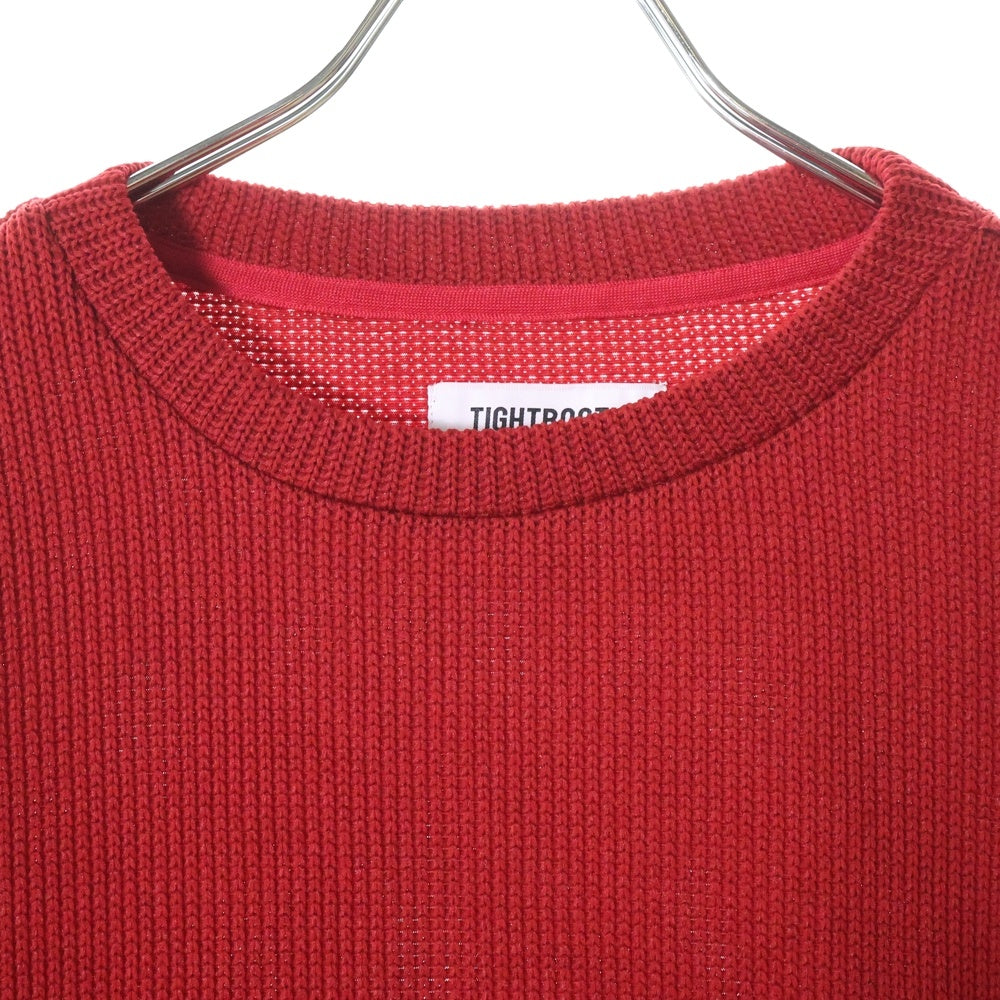 TIGHTBOOTH(タイトブース) 22AW WAFFLE CREW KNIT リブ編み ワッフル ロングスリーブ クルーネック長袖ニット レッド