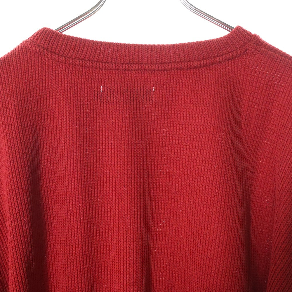 TIGHTBOOTH(タイトブース) 22AW WAFFLE CREW KNIT リブ編み ワッフル ロングスリーブ クルーネック長袖ニット レッド