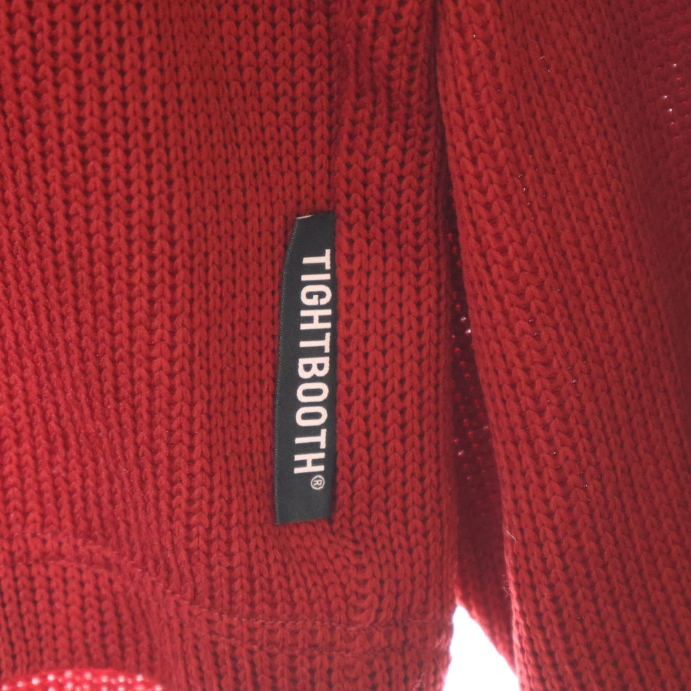 TIGHTBOOTH(タイトブース) 22AW WAFFLE CREW KNIT リブ編み ワッフル ロングスリーブ クルーネック長袖ニット レッド